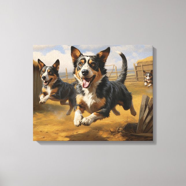 Lively Lancashire Heeler Pursuits Canvas Print (Front)