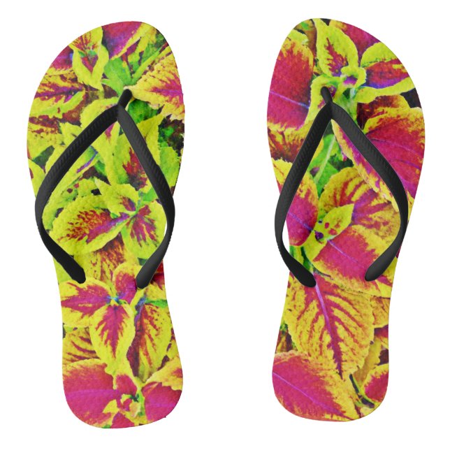 Lively Leaves Pattern Dance Flip Flops (Footbed)