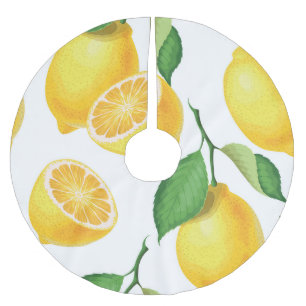 Lively Lemon: Fresh Seamless Pattern Brushed Polyester Tree Skirt