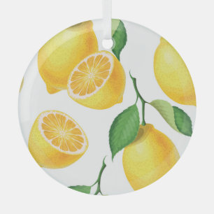 Lively Lemon: Fresh Seamless Pattern Glass Tree Decoration