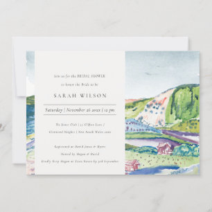 Lively Mountain Scape Blush Bridal Shower Invite