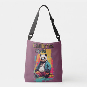 Lively Panda Vibes Fun Illustration Crossbody Bag