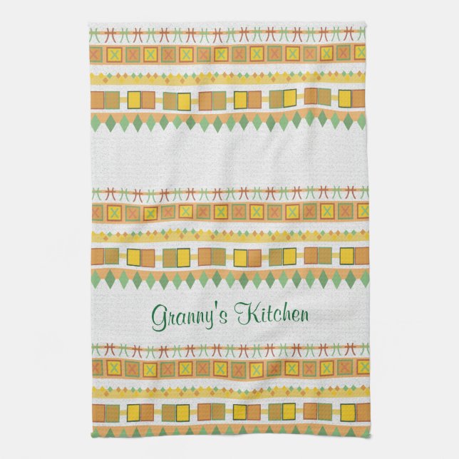 Lively Pattern Granny's Kitchen any Text Tea Towel (Vertical)