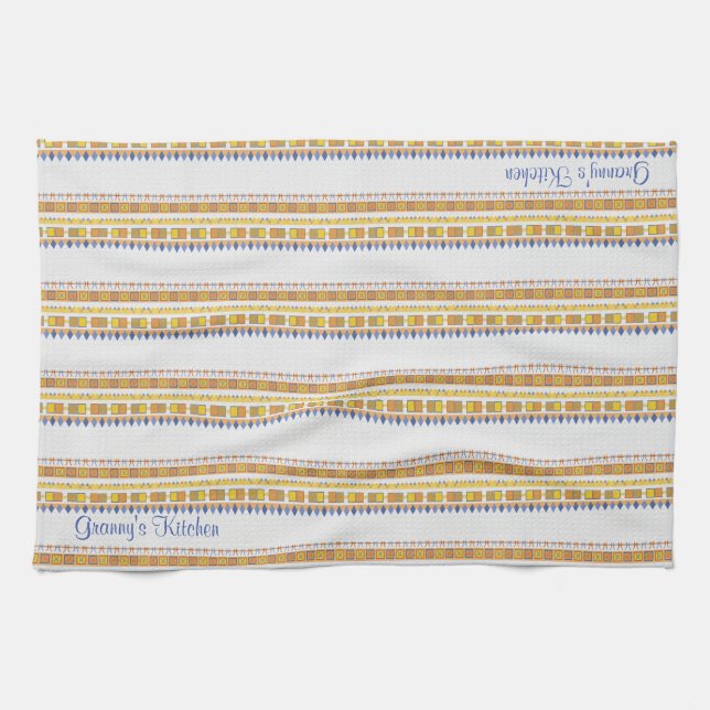 Lively Pattern Granny's Kitchen any Text Tea Towel (Horizontal)