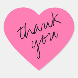 Lively Pink Heart Thank You Sticker
