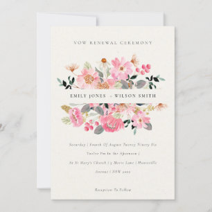 Lively Pink Watercolor Floral Wow Renewal Invite