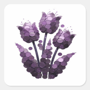 Lively Purple Abstract Vinyl Style Square Sticker