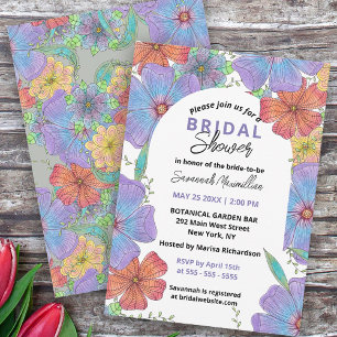 Lively Purple Orange Boho Bloom Bridal Shower Invitation