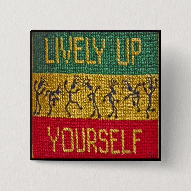 lively reggae dance button (Front)