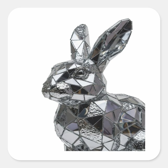 Lively Silver Abstract Decal Design Square Sticker (Front)
