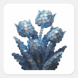 Lively Silver Abstract Sticker Design