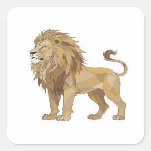 Lively Silver LION Vinyl Style Square Sticker