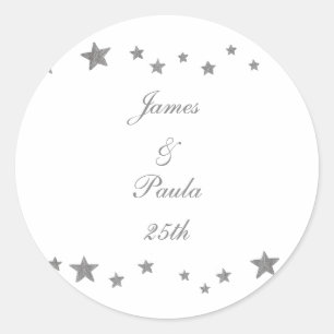 Lively Silver Stars Add Name Anniversary Stickers