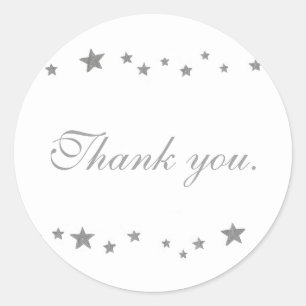 Lively Silver Stars Border Thank you Stickers