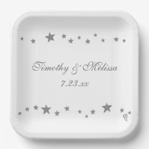 Lively Silver Stars custom wedding plates