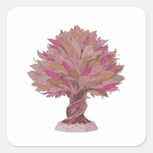 Lively Silver TREE OF LIFE Square Sticker