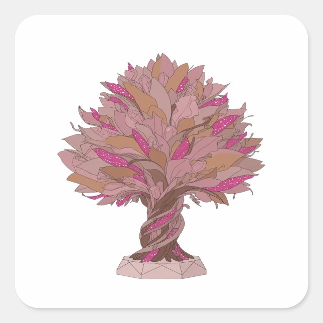 Lively Silver TREE OF LIFE Square Sticker (Front)