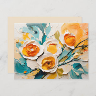 Lively Spring Flower Blossoms Oil Acrylic Postcard