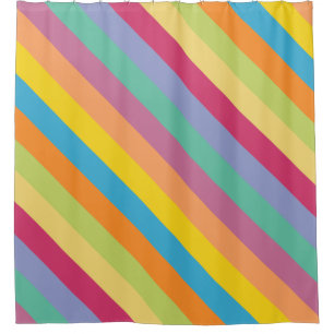 Lively Springtime Diagonal Stripes Shower Curtain