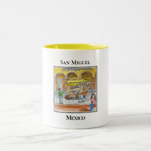 Lively Street Food Scene San Miguel Mexico Two-Tone Coffee Mug