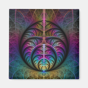 Lively Structures Colorful Abstract Fractal Art Magnet