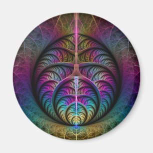 Lively Structures Colorful Abstract Fractal Art Magnet