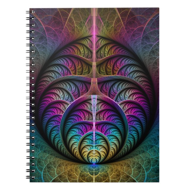 Lively Structures Colorful Abstract Fractal Art Notebook (Front)