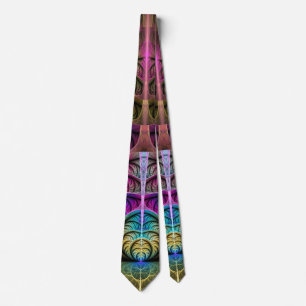Lively Structures Colorful Abstract Fractal Art Tie