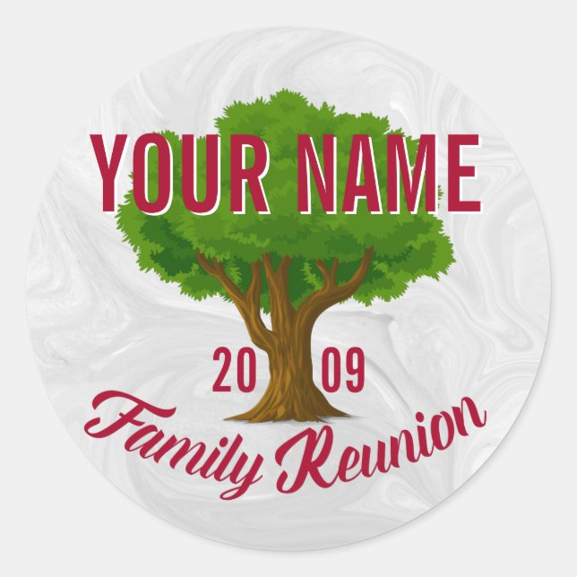Lively Tree Personalised Family Reunion Classic Round Sticker (Front)