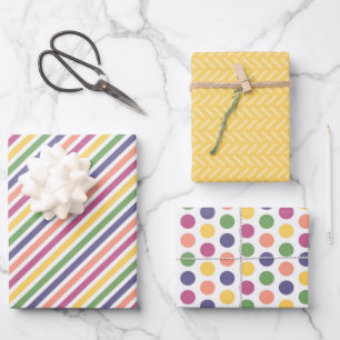 Lively Yellow, Green, Yellow, Orange, Blue Combo Wrapping Paper Sheet