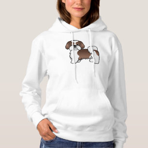 Liver And White Shih Tzu Cute Cartoon Dog Hoodie