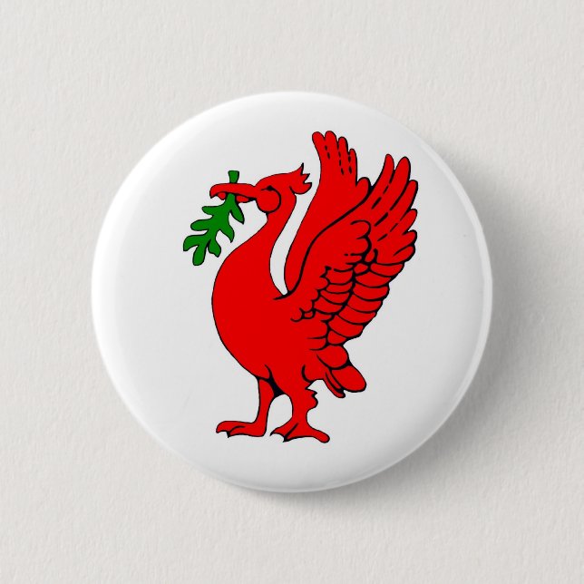 Liver bird 6 cm round badge (Front)