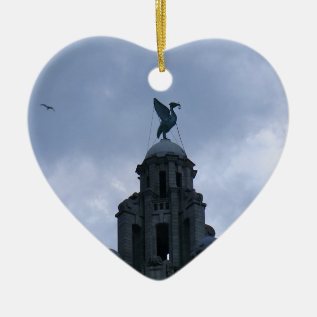 Liver Bird in Liverpool Ceramic Tree Decoration (Front)