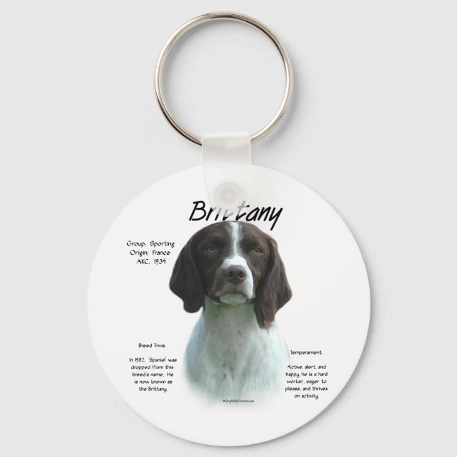 Liver Brittany Spaniel History Key Ring (Front)