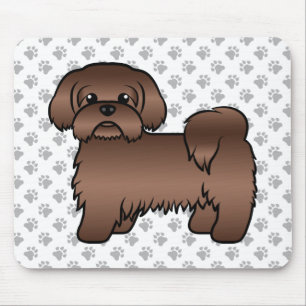 Liver Brown Shih Tzu Cute Cartoon Dog Illustration Mouse Mat