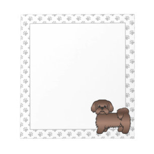 Liver Brown Shih Tzu Cute Cartoon Dog Illustration Notepad