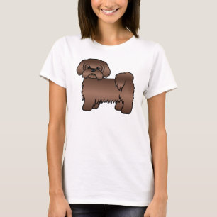 Liver Brown Shih Tzu Cute Cartoon Dog Illustration T-Shirt