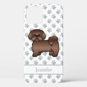 Liver Brown Shih Tzu Cute Cartoon Dog & Name iPhone 12 Pro Case
