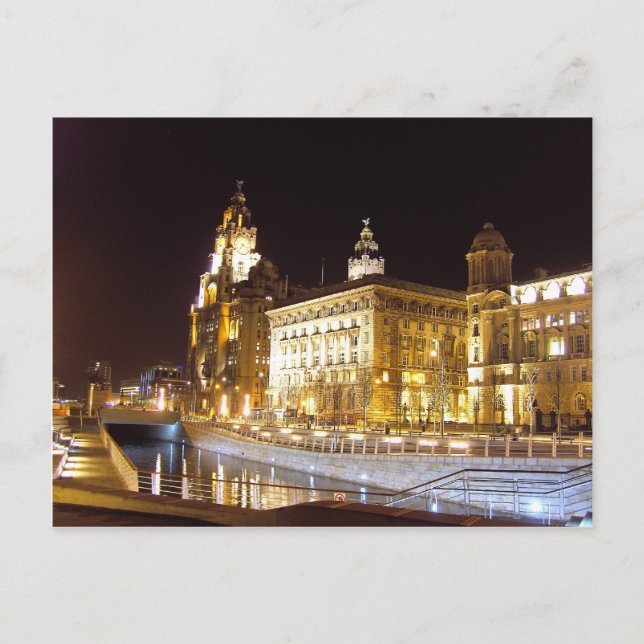 Liver Building & Canal, Liverpool UK Postcard (Front)