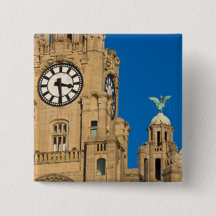 Liver Building, Liverpool, Merseyside, England 15 Cm Square Badge