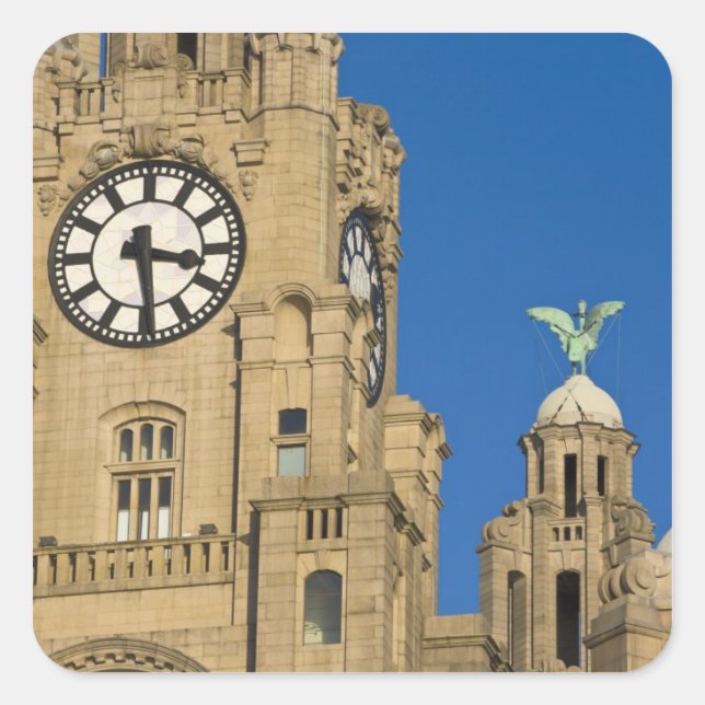 Liver Building, Liverpool, Merseyside, England Square Sticker (Front)