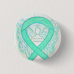 Liver Cancer Angel Jade Awareness Ribbon Art Pin