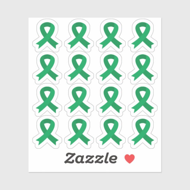 Liver Cancer Awareness Eye Cancer Green Ribbons (Sheet)