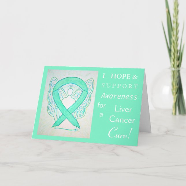 Liver Cancer Awareness Ribbon Greeting Card (Front)