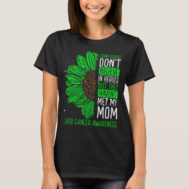 Liver Cancer Awareness Ribbon Mom Warrior T-Shirt (Front)