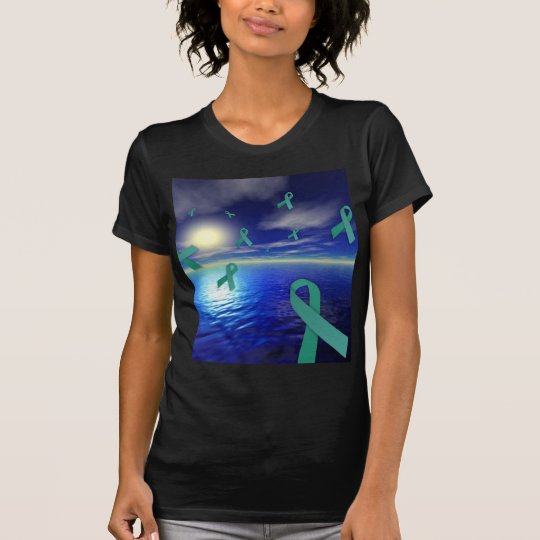 Liver Cancer Awareness Ribbons Over The Ocean T-Shirt