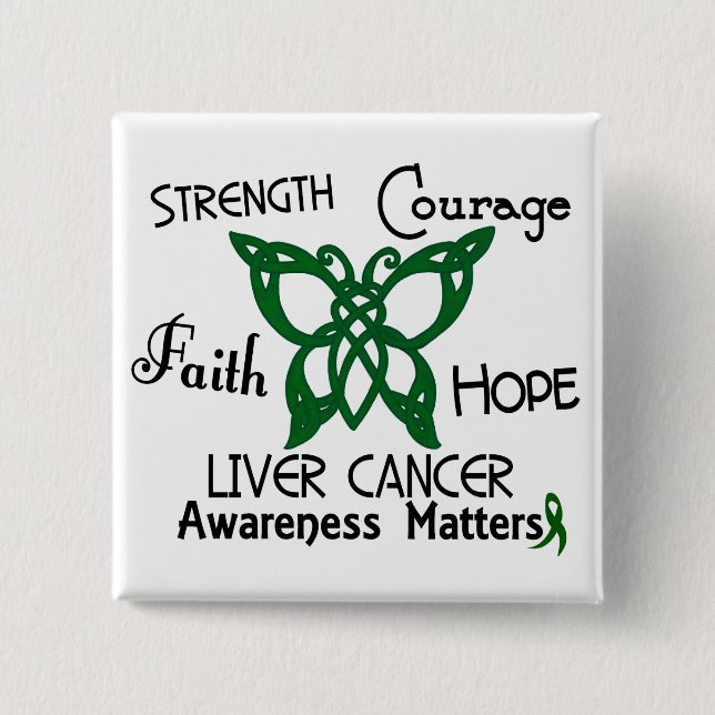 Liver Cancer Celtic Butterfly 3 15 Cm Square Badge (Front)