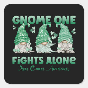Liver Cancer Emerald Ribbon Gnome Square Sticker