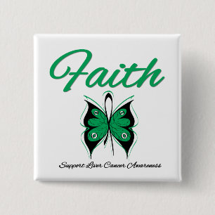 Liver Cancer Faith Butterfly Ribbon 15 Cm Square Badge