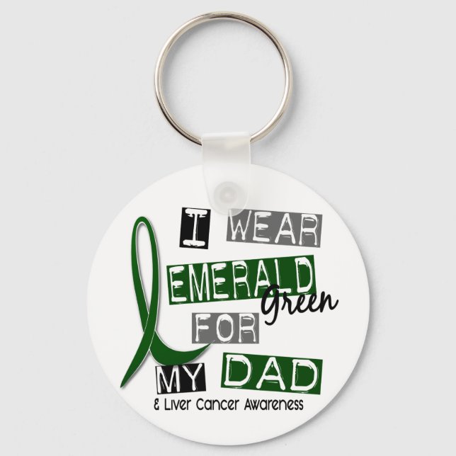 Liver Cancer I Wear Emerald Green For My Dad 37 Key Ring (Front)
